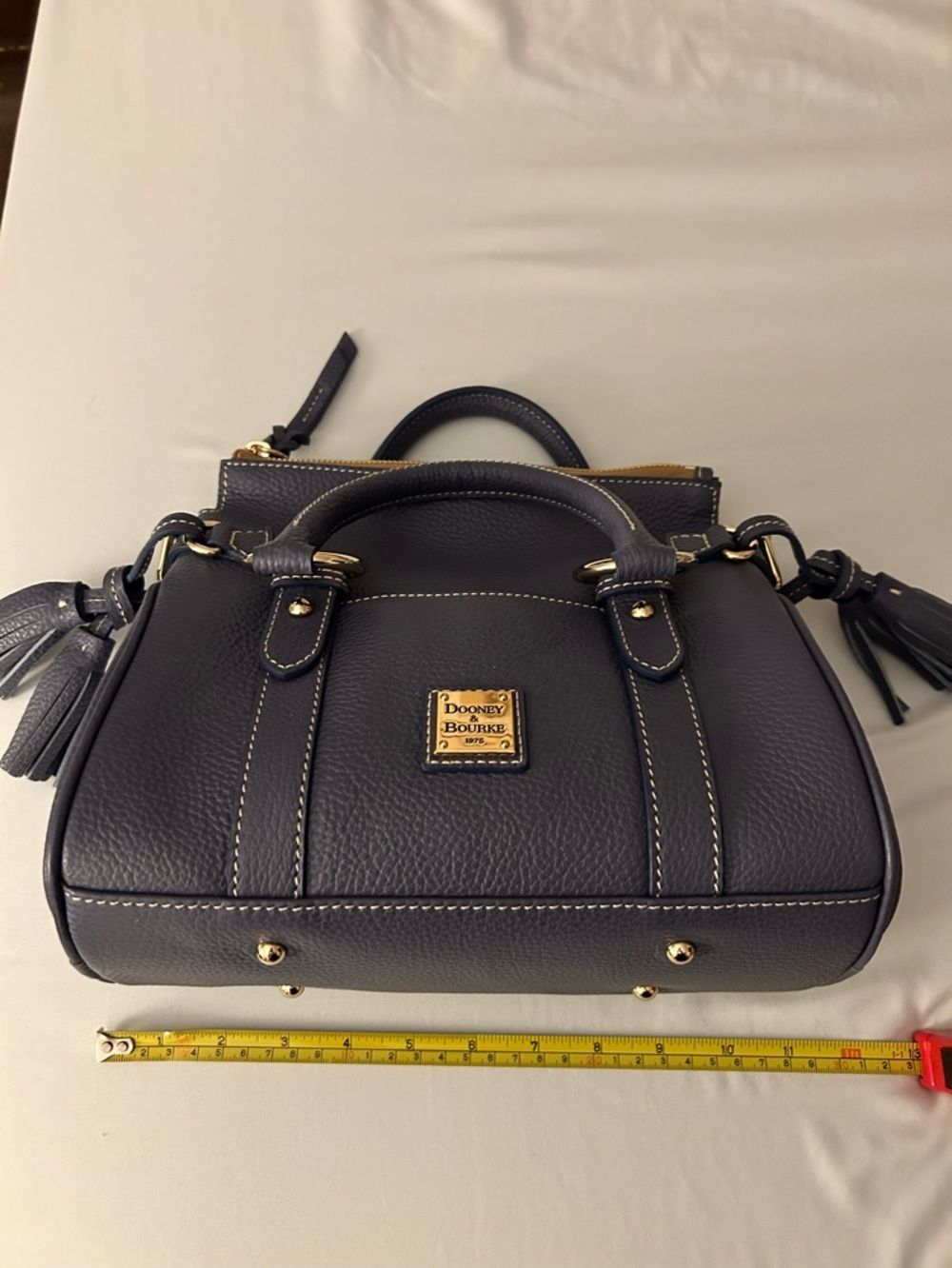 Dooney & Bourke Blue Pebble Leather Satchel - Picture 14 of 16